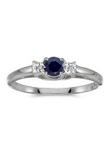 handsome round blue sapphire gemstone diamond baby birthstone ring